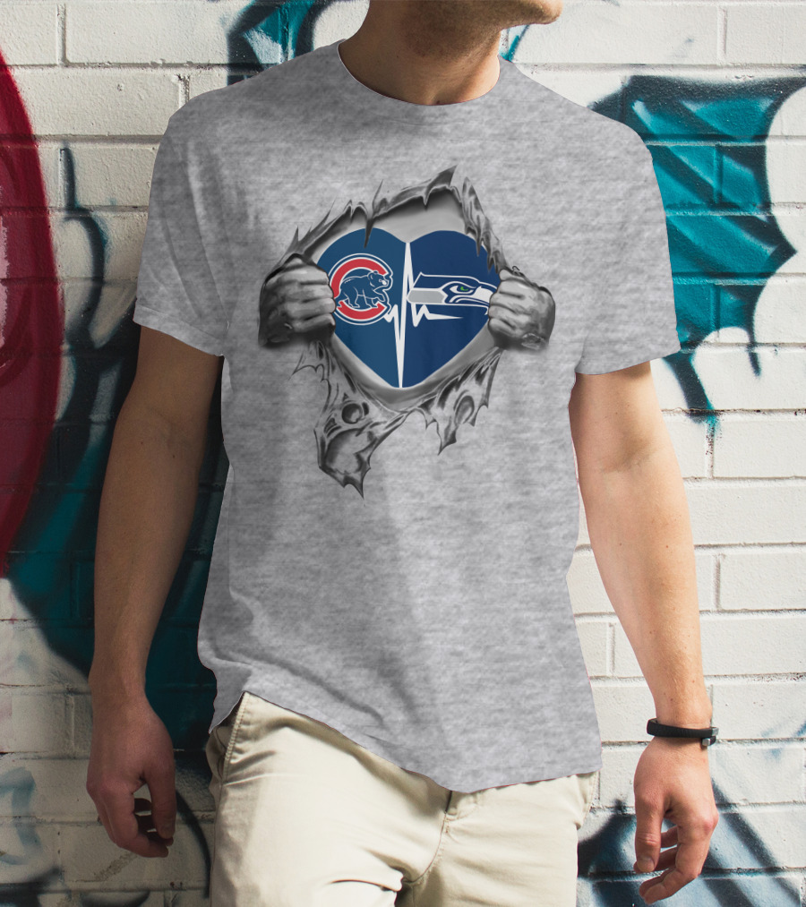 Cubs Seahawks Heartbeat Passion T-Shirt