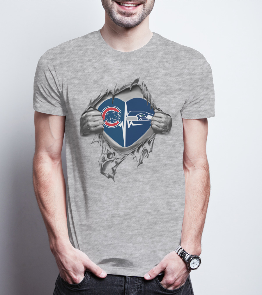 Cubs Seahawks Heartbeat Passion T-Shirt