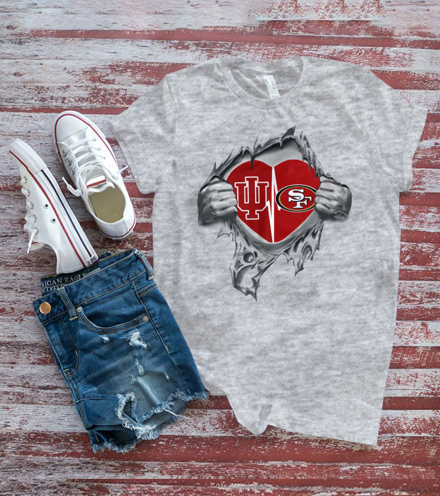49ers Indiana Hoosiers Heartbeat Logo Fusion T-Shirt