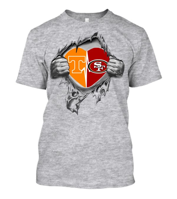 Tennessee Volunteers San Francisco 49ers Heart T-Shirt