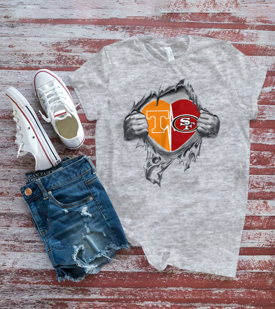 Tennessee Volunteers San Francisco 49ers Heart T-Shirt