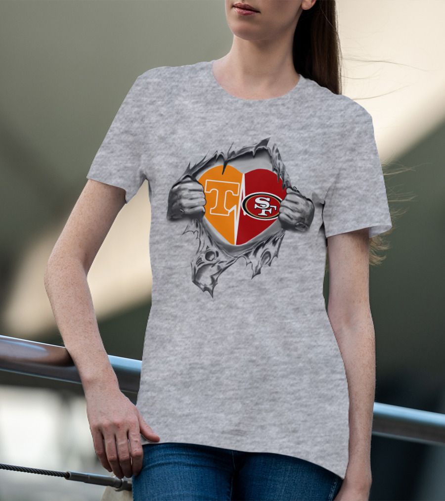 Tennessee Volunteers San Francisco 49ers Heart T-Shirt