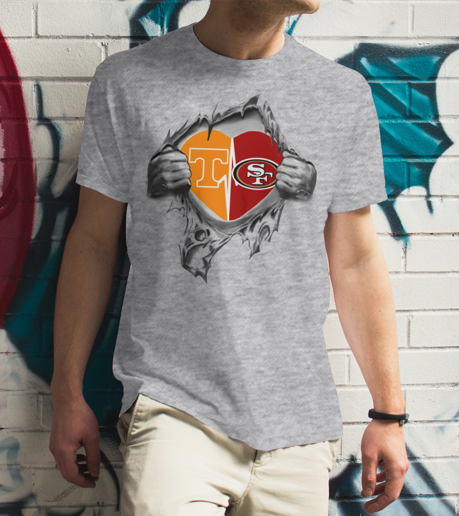 Tennessee Volunteers San Francisco 49ers Heart T-Shirt