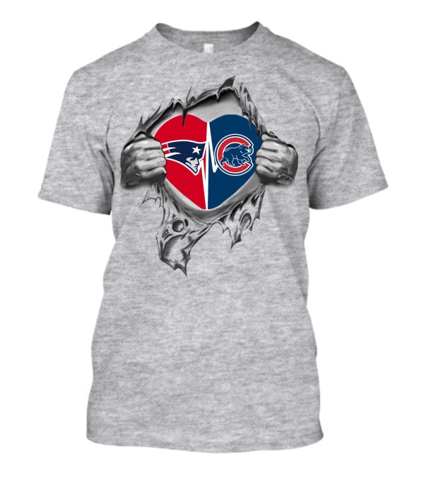 Patriots Cubs Heart Design Revealing Team Spirit T-Shirt