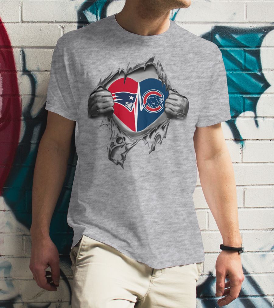 Patriots Cubs Heart Design Revealing Team Spirit T-Shirt
