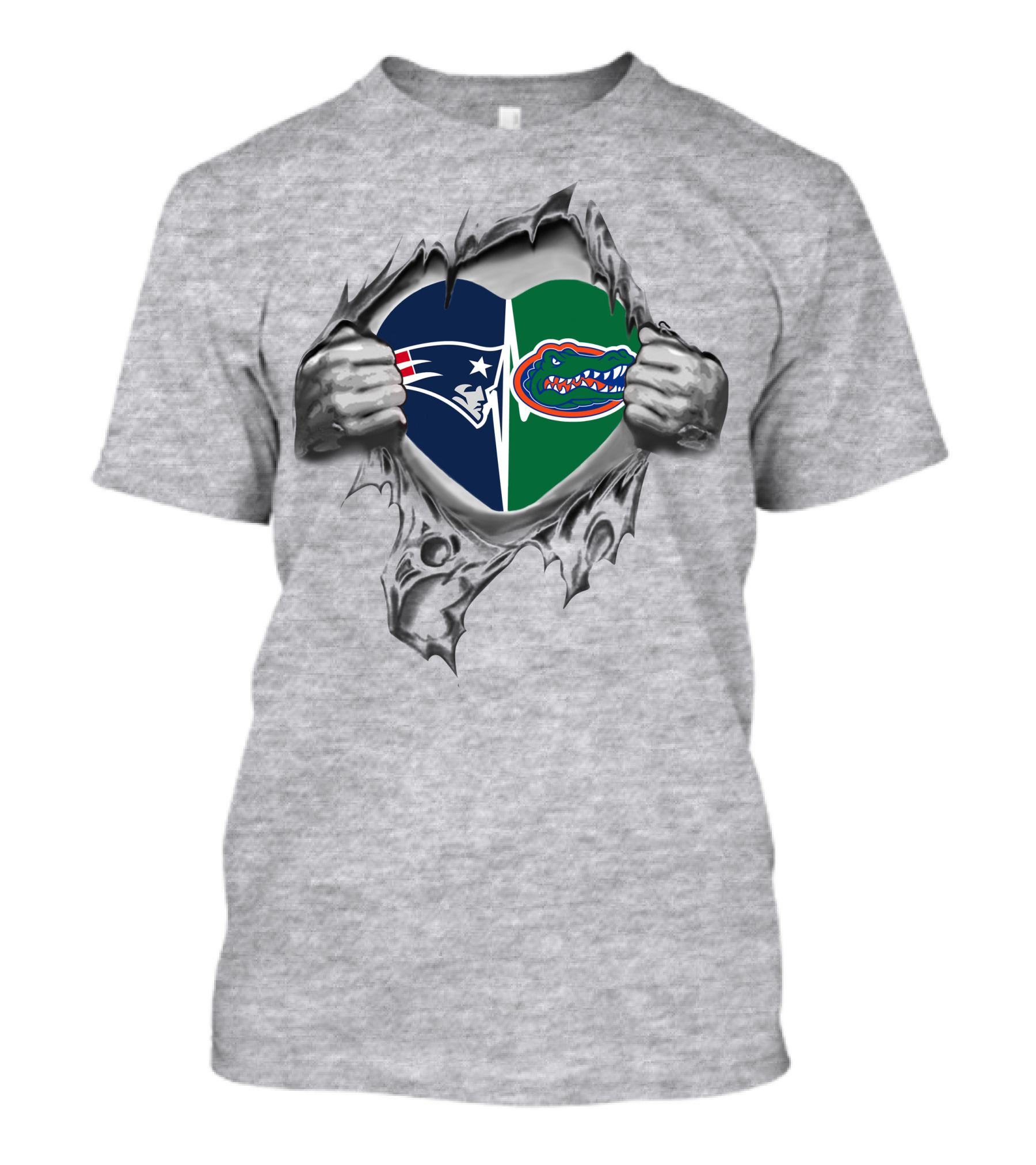 New England Patriots Florida Gators Heart Ripped Open T-Shirt
