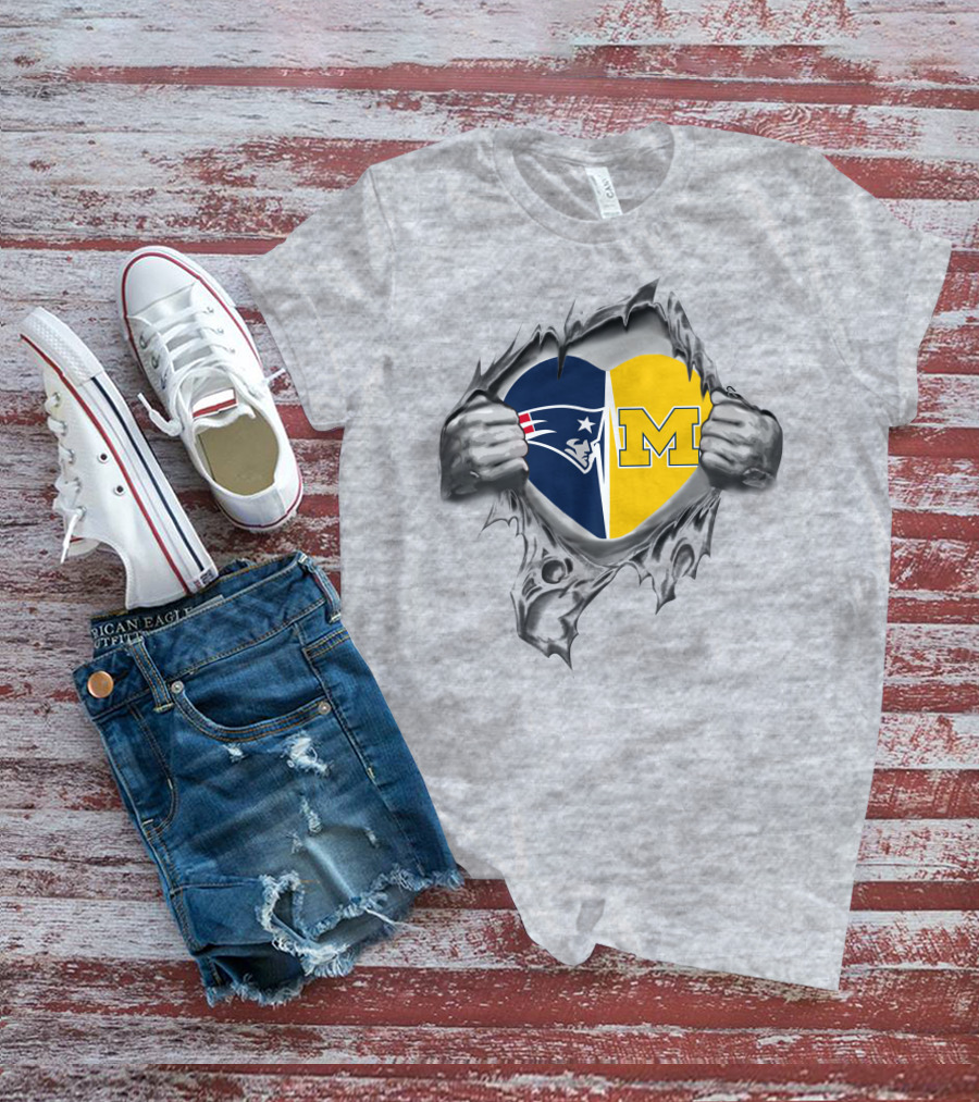 Patriots Michigan Heart Design Football Fan T-Shirt