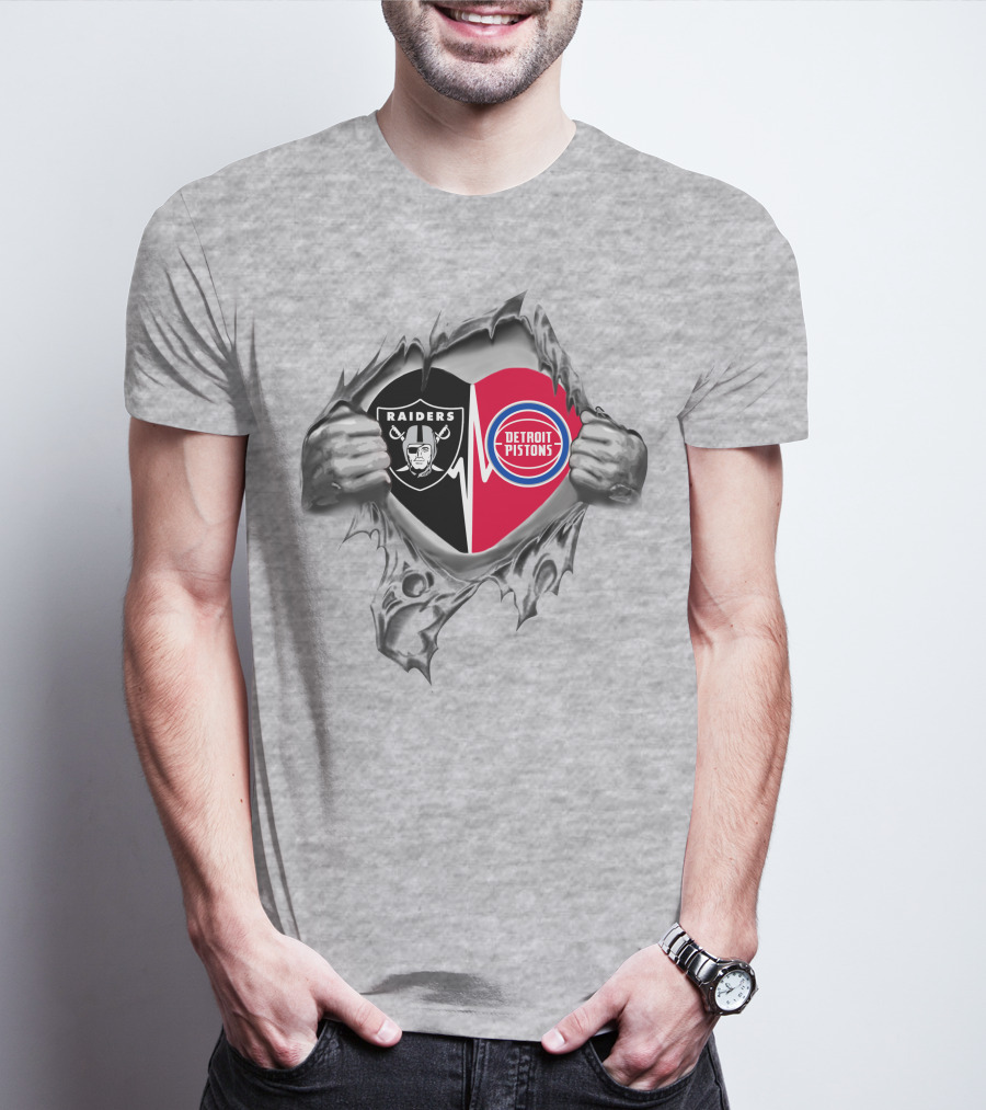 Raiders Detroit Pistons It's In My Heart T-Shirt