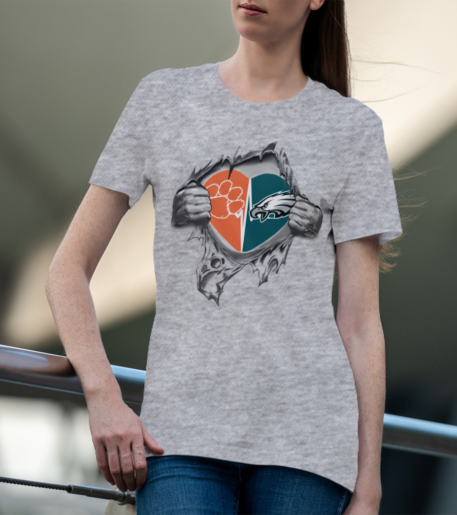 Eagles Clemson Tigers Heart Symbol T-Shirt
