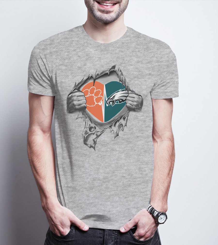 Eagles Clemson Tigers Heart Symbol T-Shirt