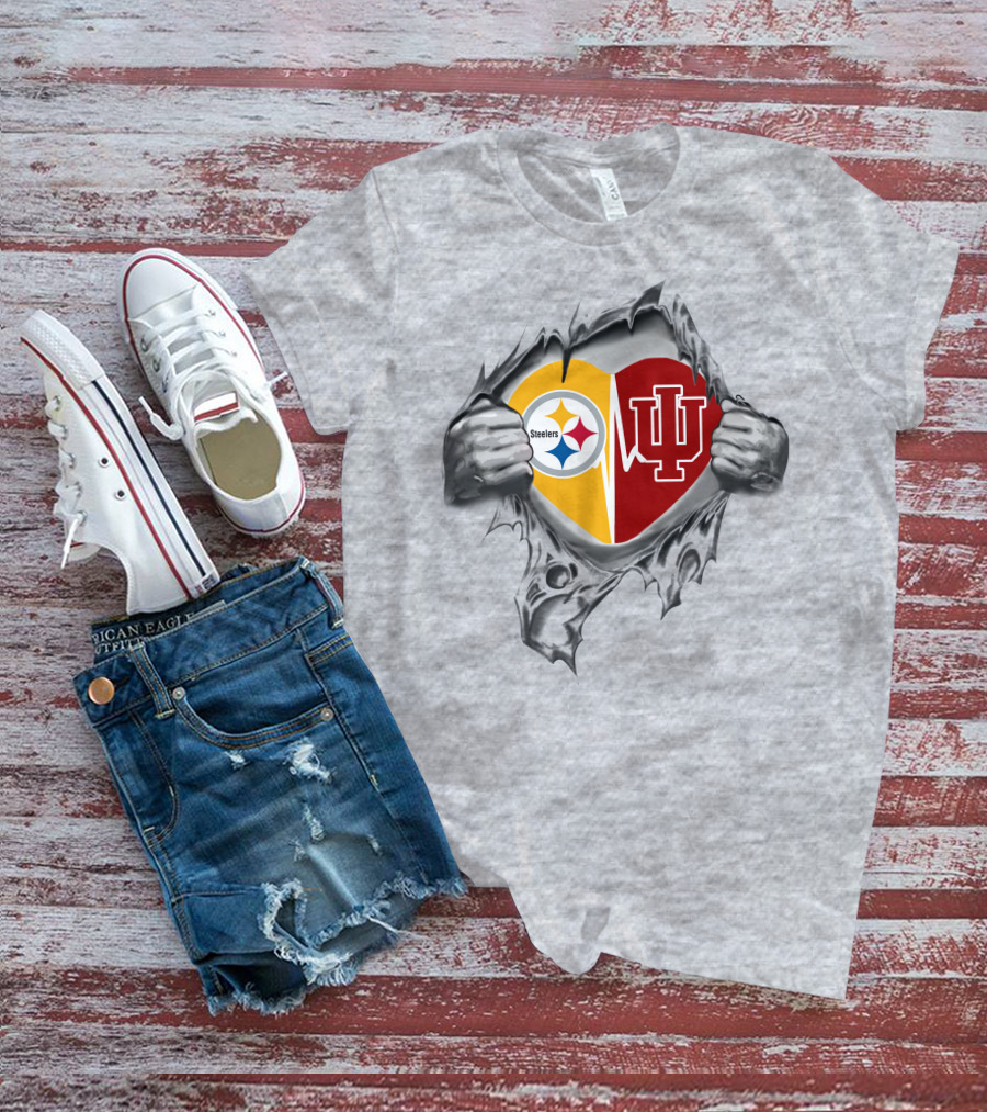 Steelers Heart Indiana Hoosiers Logo Fusion T-Shirt