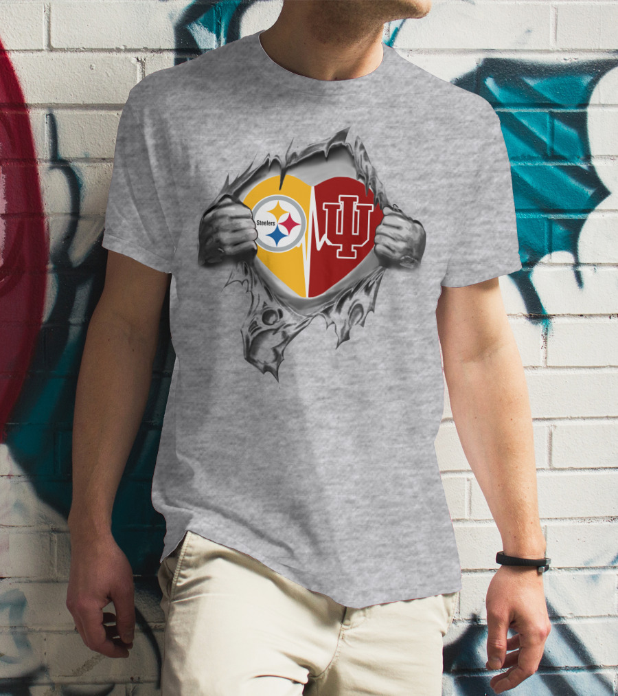 Steelers Heart Indiana Hoosiers Logo Fusion T-Shirt