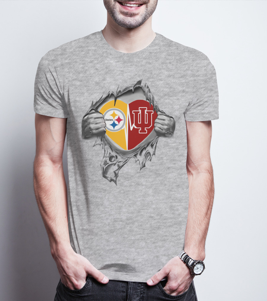Steelers Heart Indiana Hoosiers Logo Fusion T-Shirt