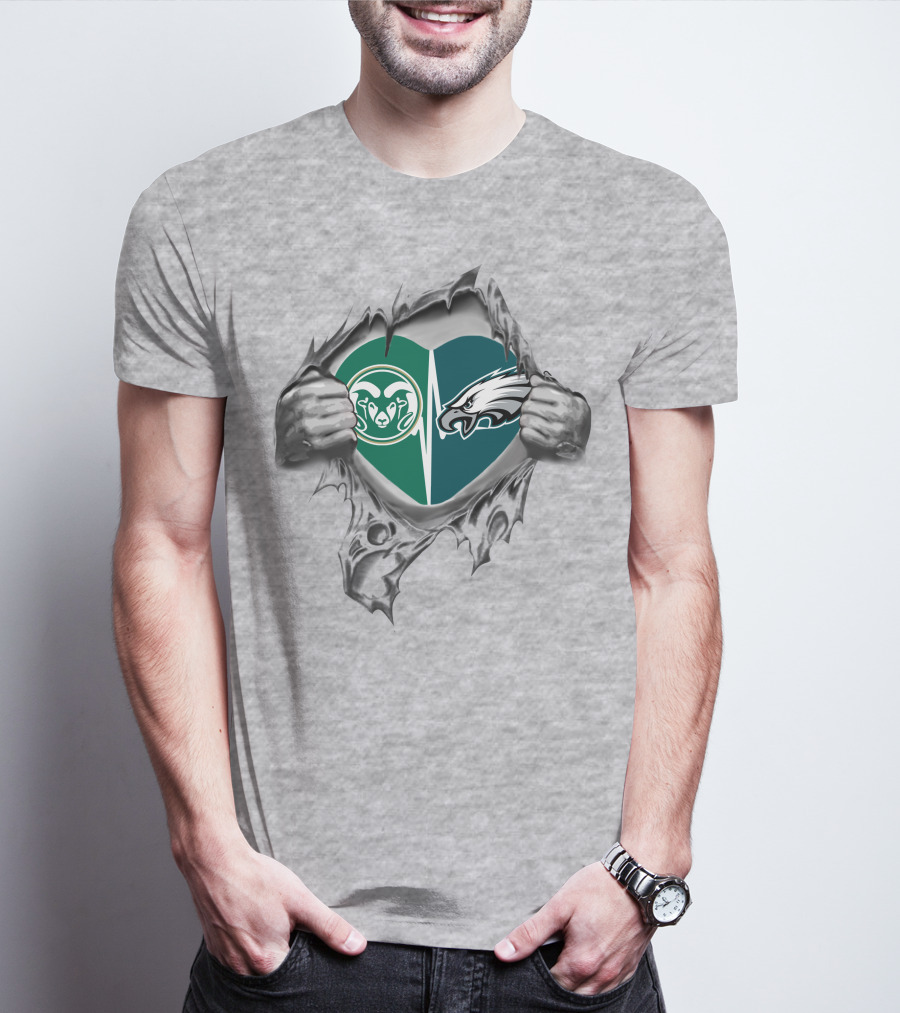 Eagles Rams Heartbeat Passion Football Fan T-Shirt