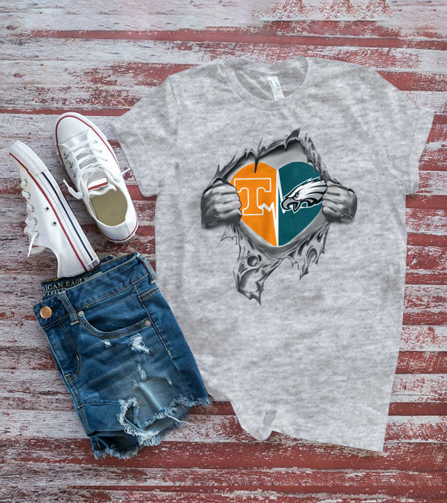 Tennessee Volunteers Philadelphia Eagles Heart Emblem T-Shirt