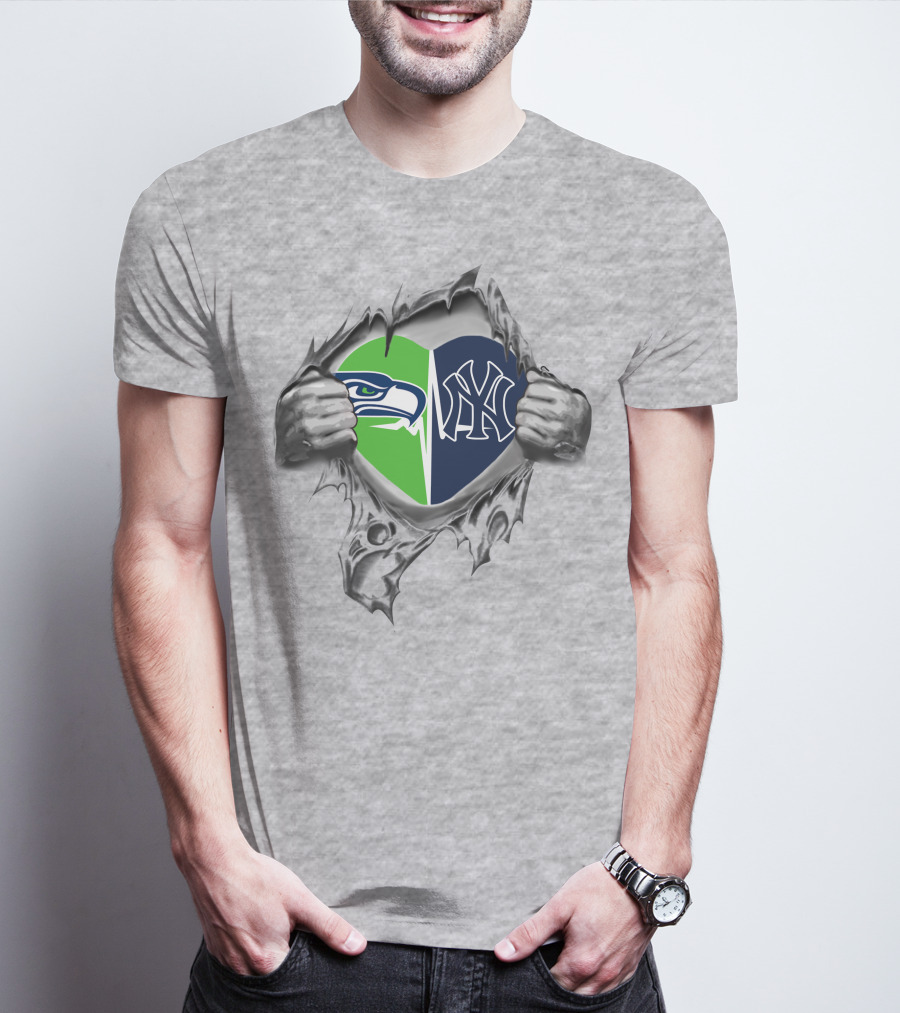 Seahawks Yankees Heart Icons T-Shirt