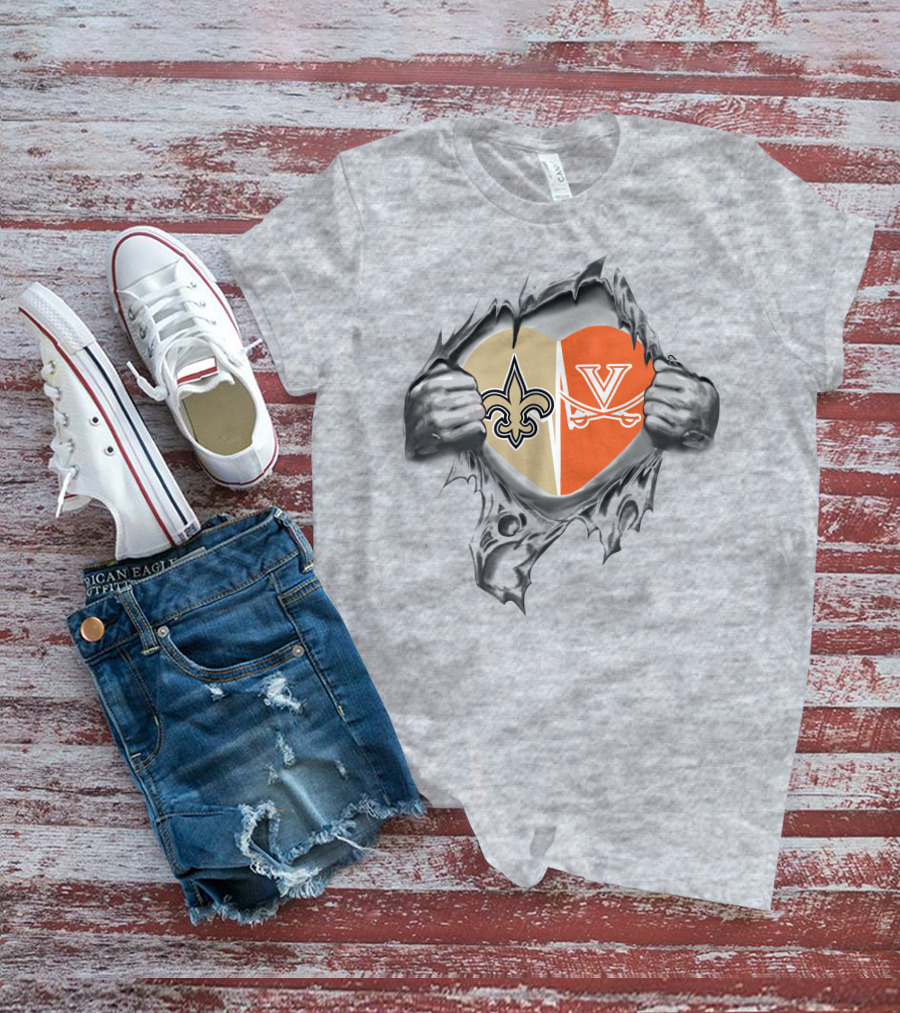 Saints Cavaliers Heart Fleur-De-Lis Cavalier T-Shirt