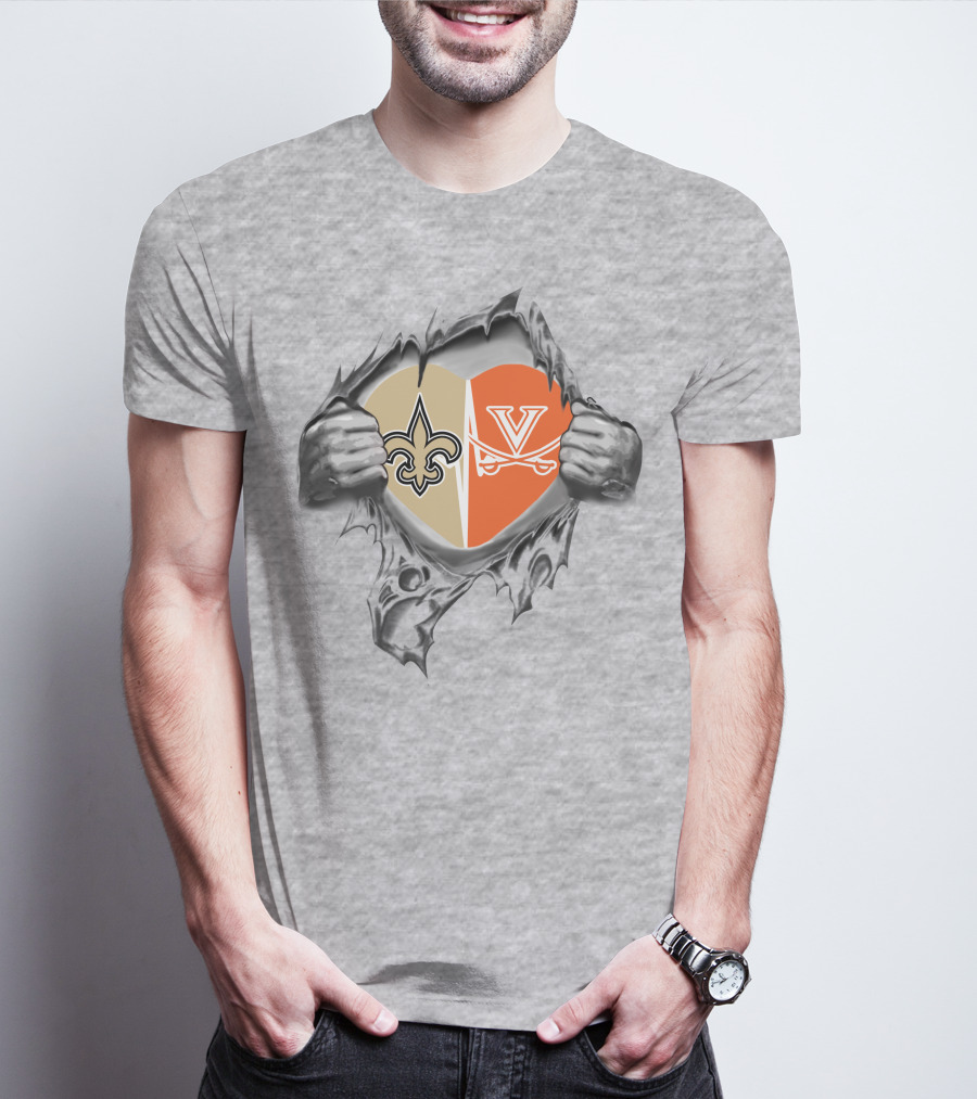 Saints Cavaliers Heart Fleur-De-Lis Cavalier T-Shirt