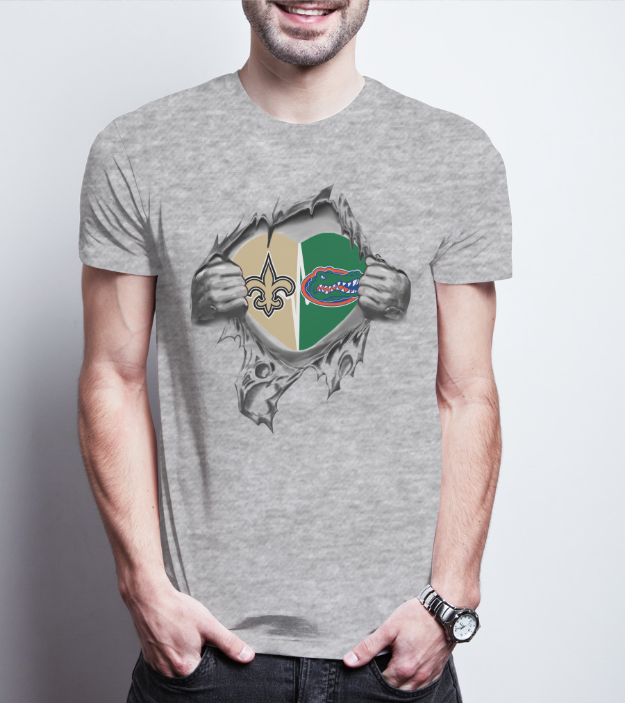 Saints Gators Heart Logo Fusion T-Shirt