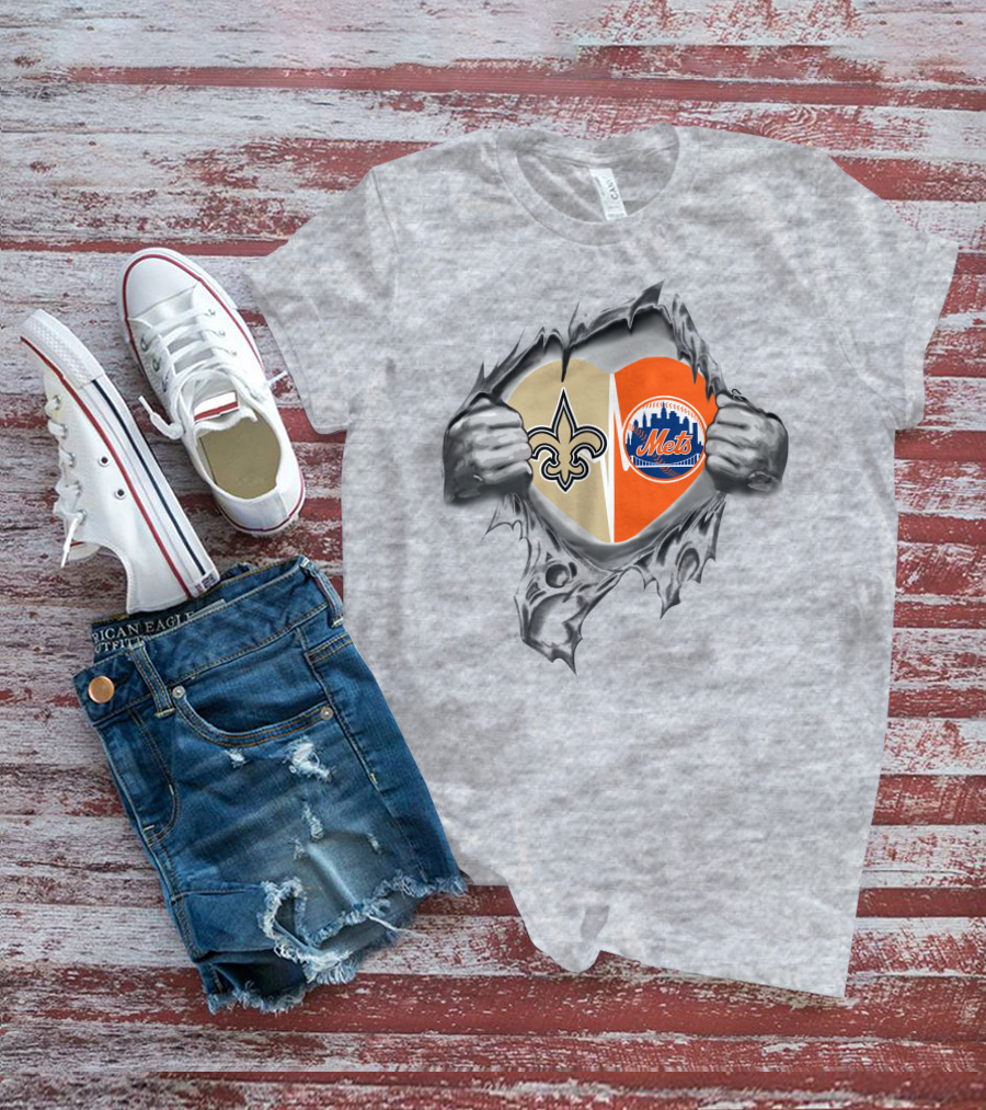 Saints Mets Heart With Iconic Symbols T-Shirt