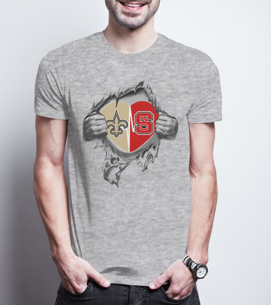 Saints NC State Heart Split T-Shirt
