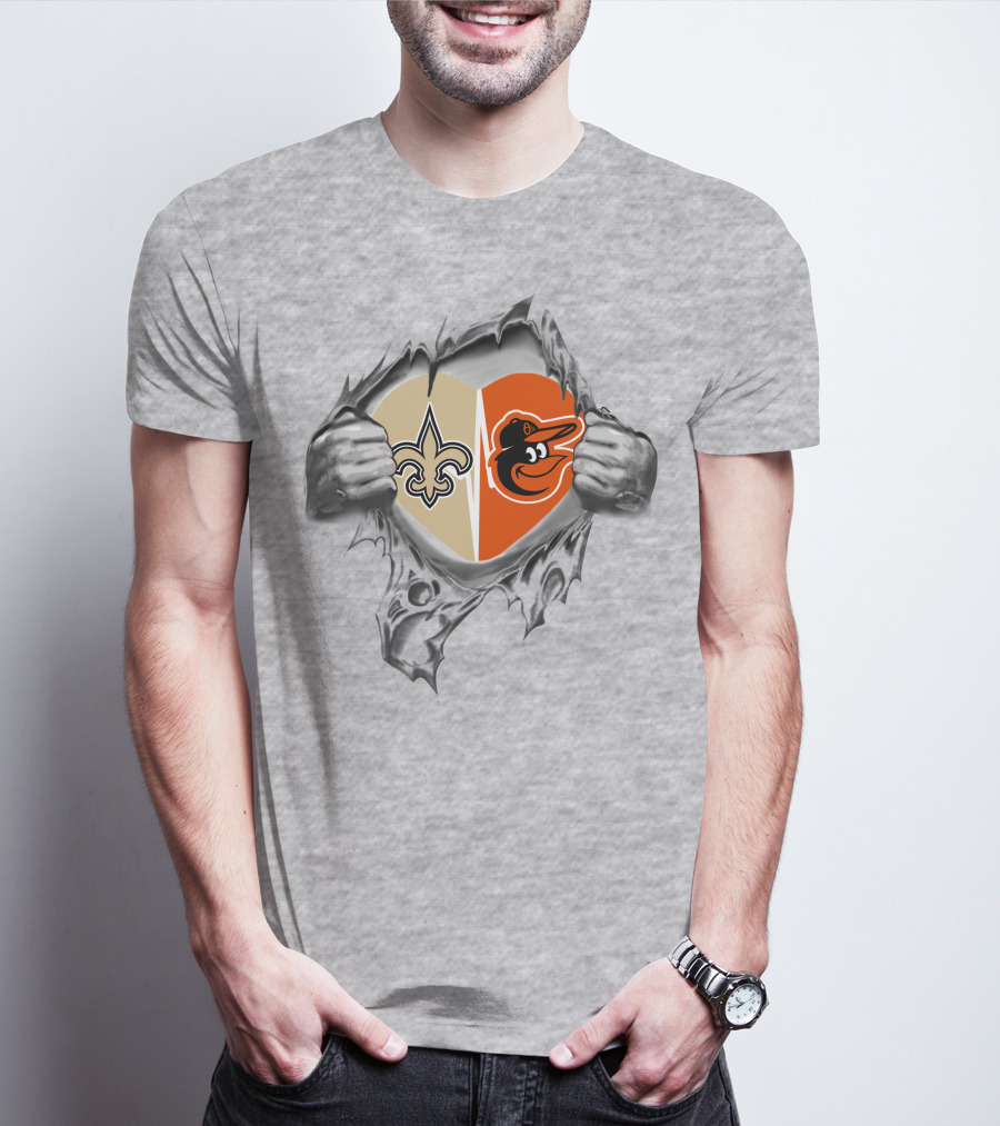 Saints Orioles Heart Symbol T-Shirt