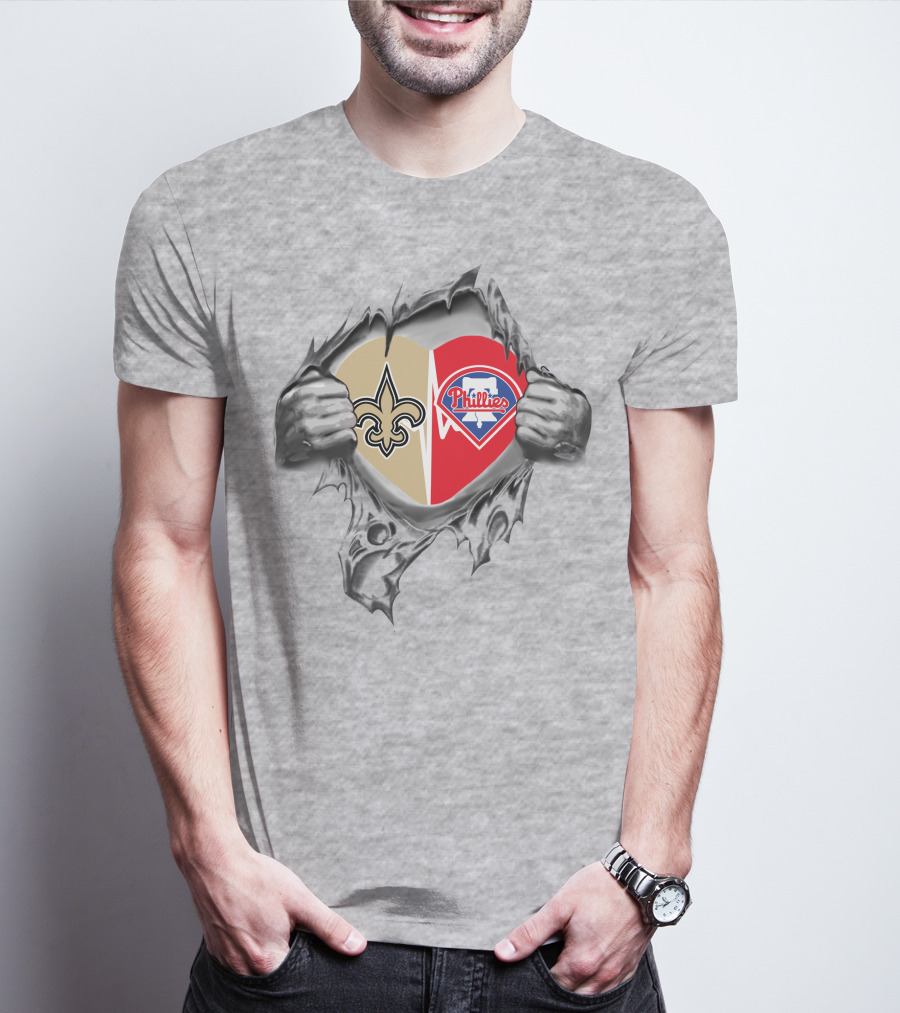 Saints Phillies Heart Logo Tear T-Shirt