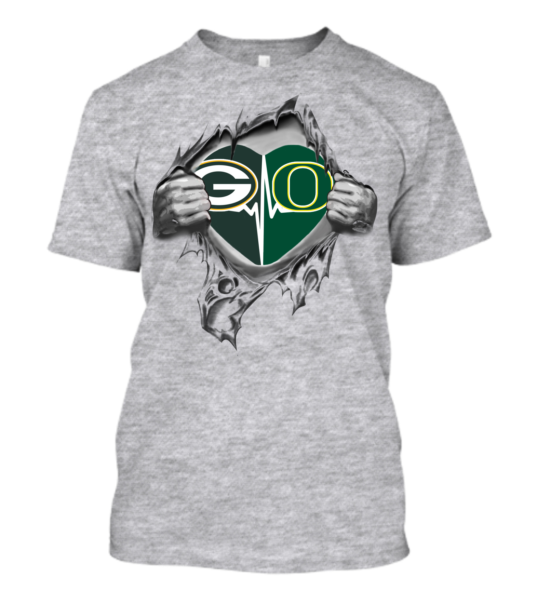 Green Bay Packers Oregon Ducks Heartbeat T-Shirt