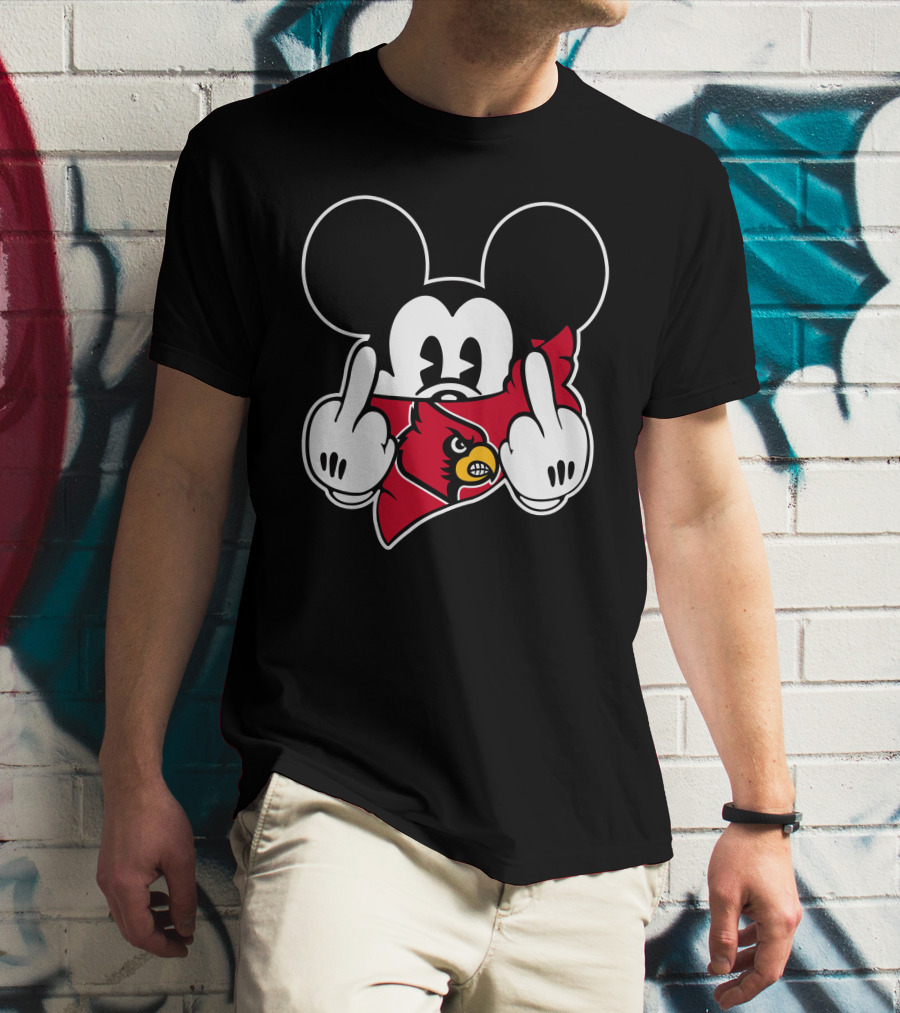 Louisville Cardinals Mickey Mouse Middle Finger T-Shirt