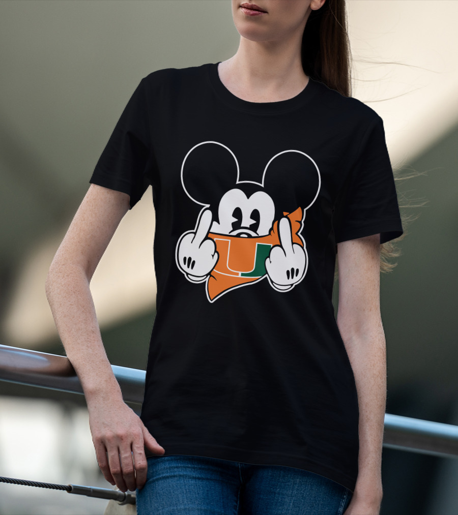 Miami Hurricanes Mickey Mouse U Hand Gesture T-Shirt