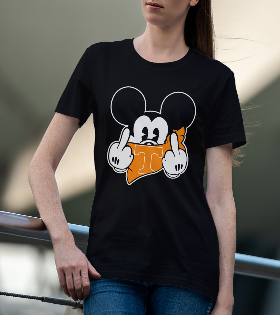 Tennessee Volunteers Mickey Mouse Middle Finger Gesture T-Shirt