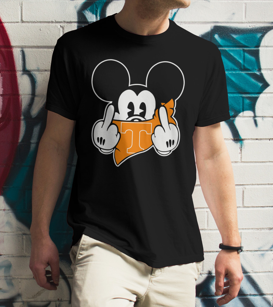 Tennessee Volunteers Mickey Mouse Middle Finger Gesture T-Shirt