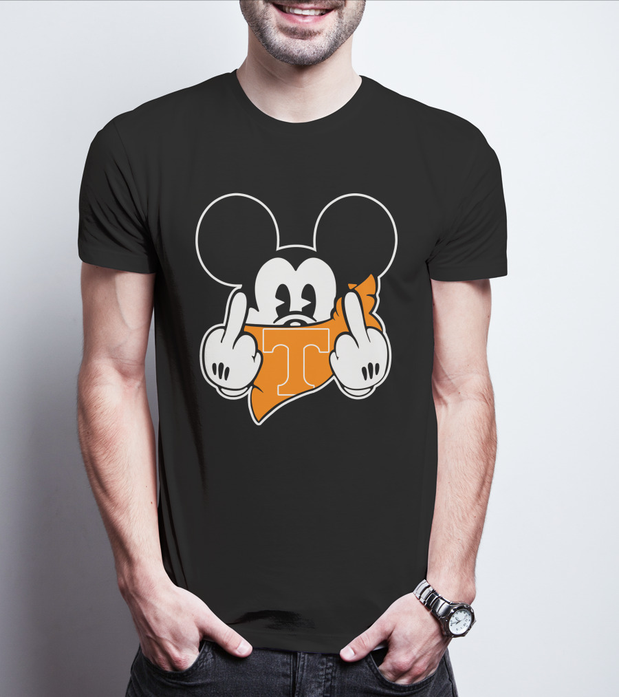 Tennessee Volunteers Mickey Mouse Middle Finger Gesture T-Shirt