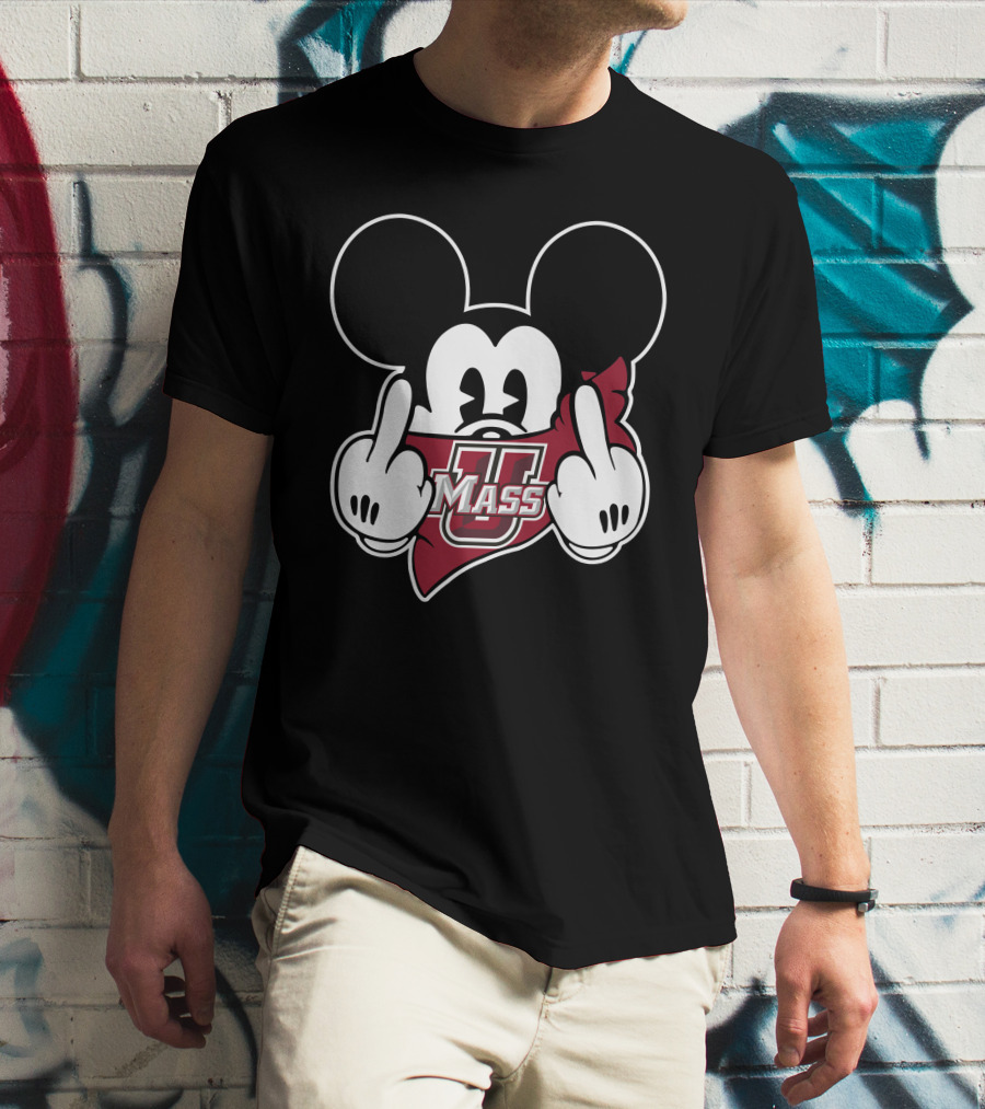 Umass Minutemen Mickey Middle Finger Gesture T-Shirt