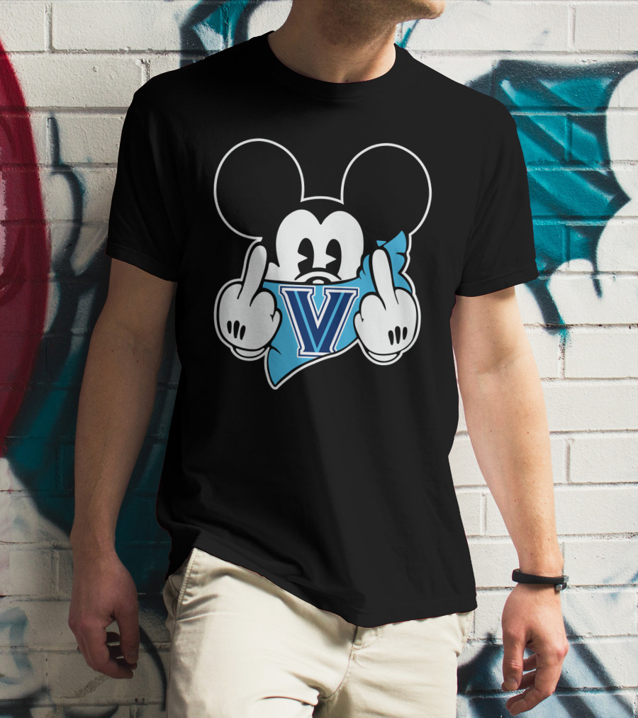 Mickey Villanova Wildcats Logo Middle Finger T-Shirt