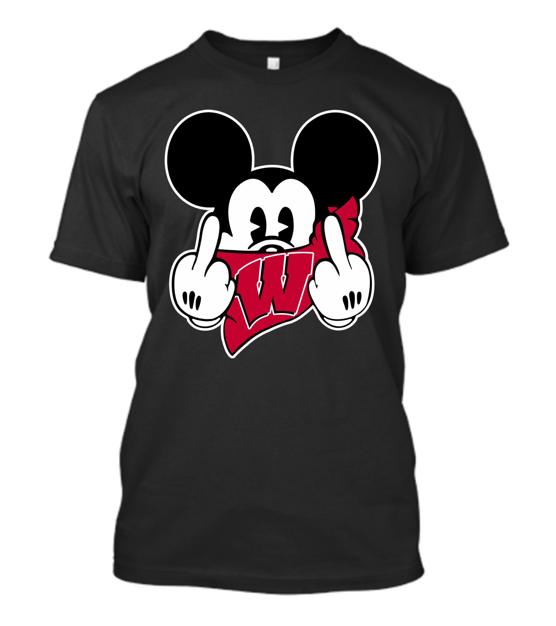Wisconsin Badgers Mickey Mouse Middle Finger T-Shirt