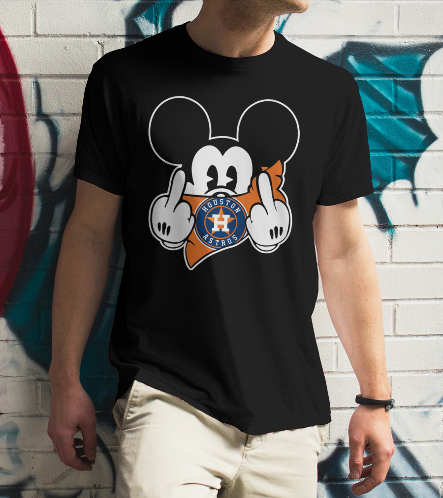 Houston Astros Mickey Icon With Bold Gesture T-Shirt