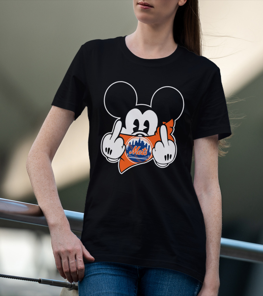 Mets Mickey Mouse Gesture Baseball Team T-Shirt
