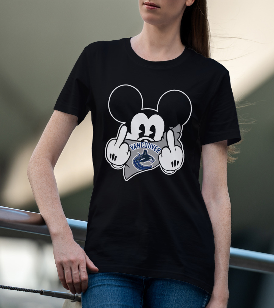Vancouver Canucks Mickey Mouse Middle Finger T-Shirt