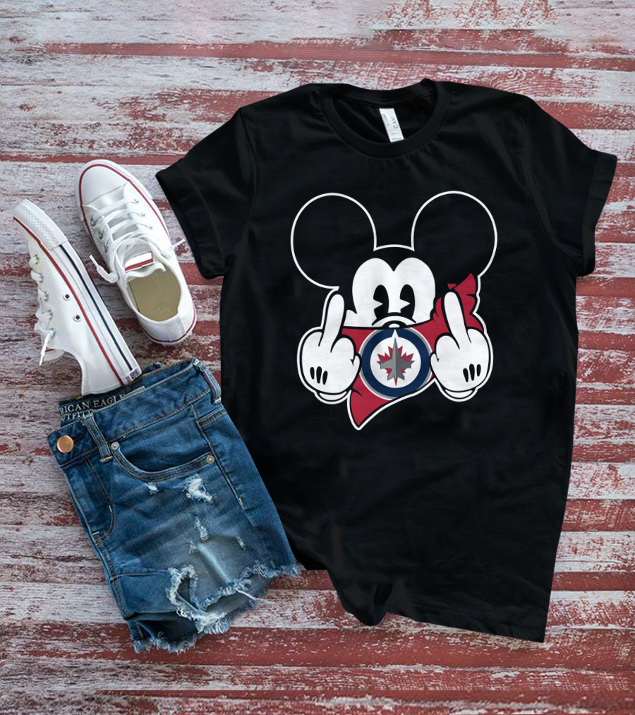 Mickey Mouse Jets Hockey Middle Finger T-Shirt