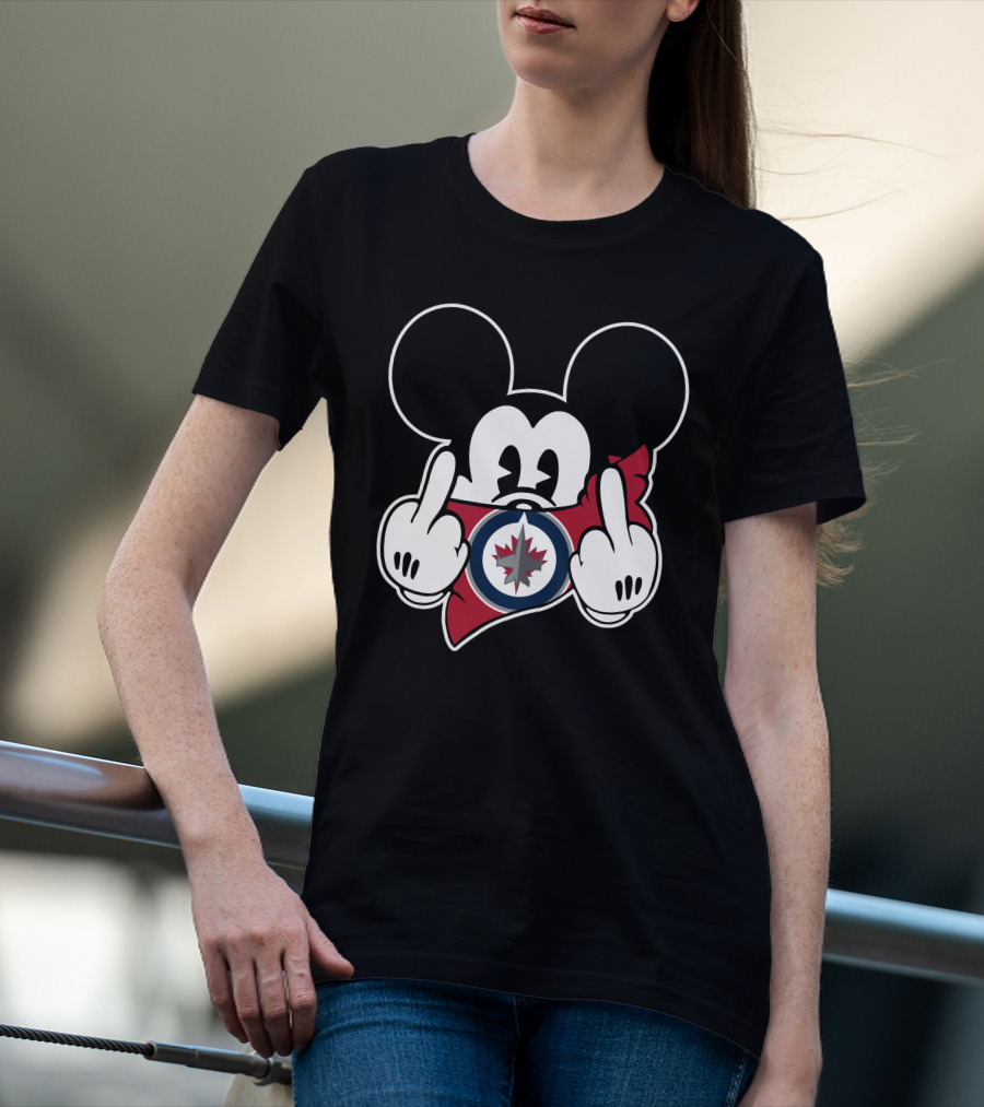 Mickey Mouse Jets Hockey Middle Finger T-Shirt