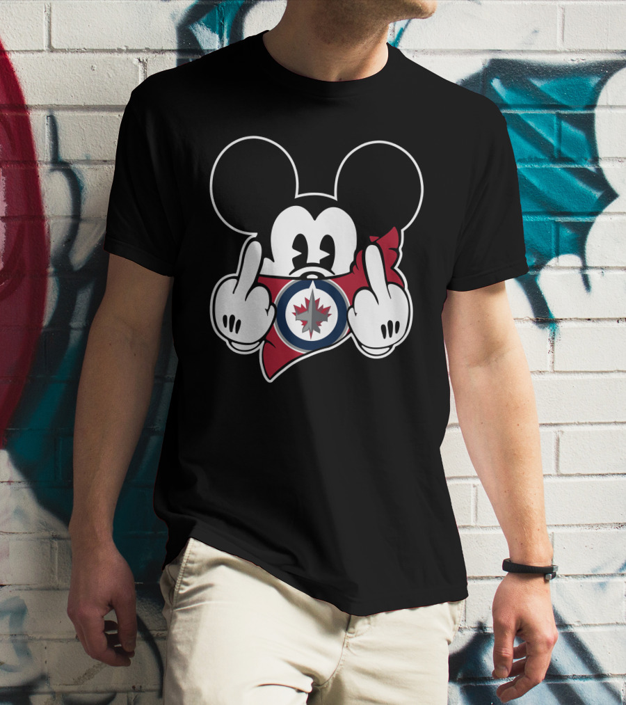 Mickey Mouse Jets Hockey Middle Finger T-Shirt