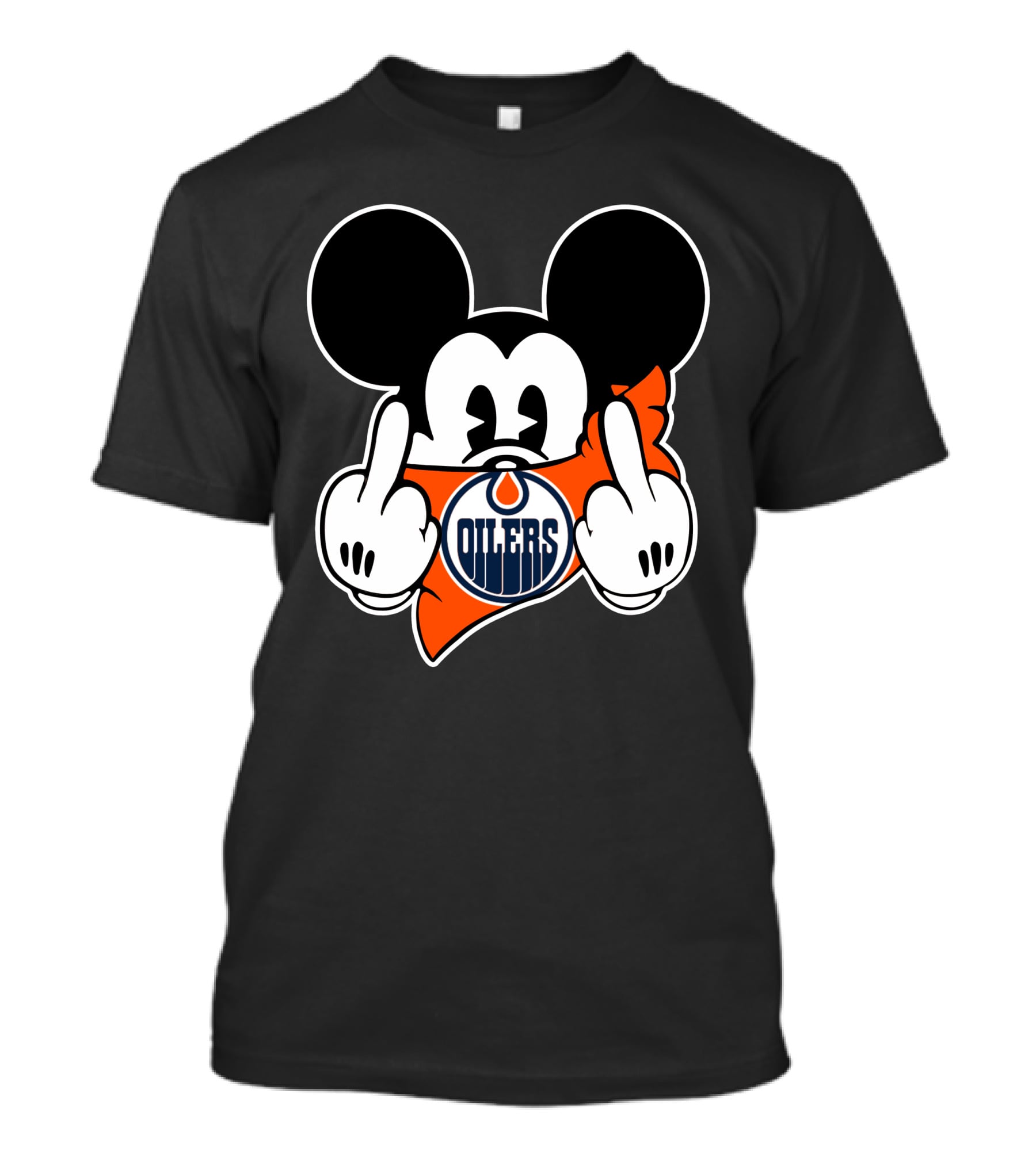 Oilers Mickey Middle Finger Gesture T-Shirt