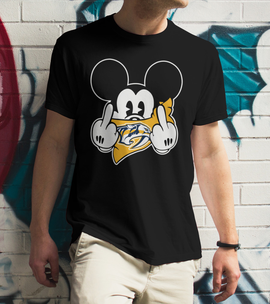 Nashville Predators Mickey Mouse Middle Finger T-Shirt