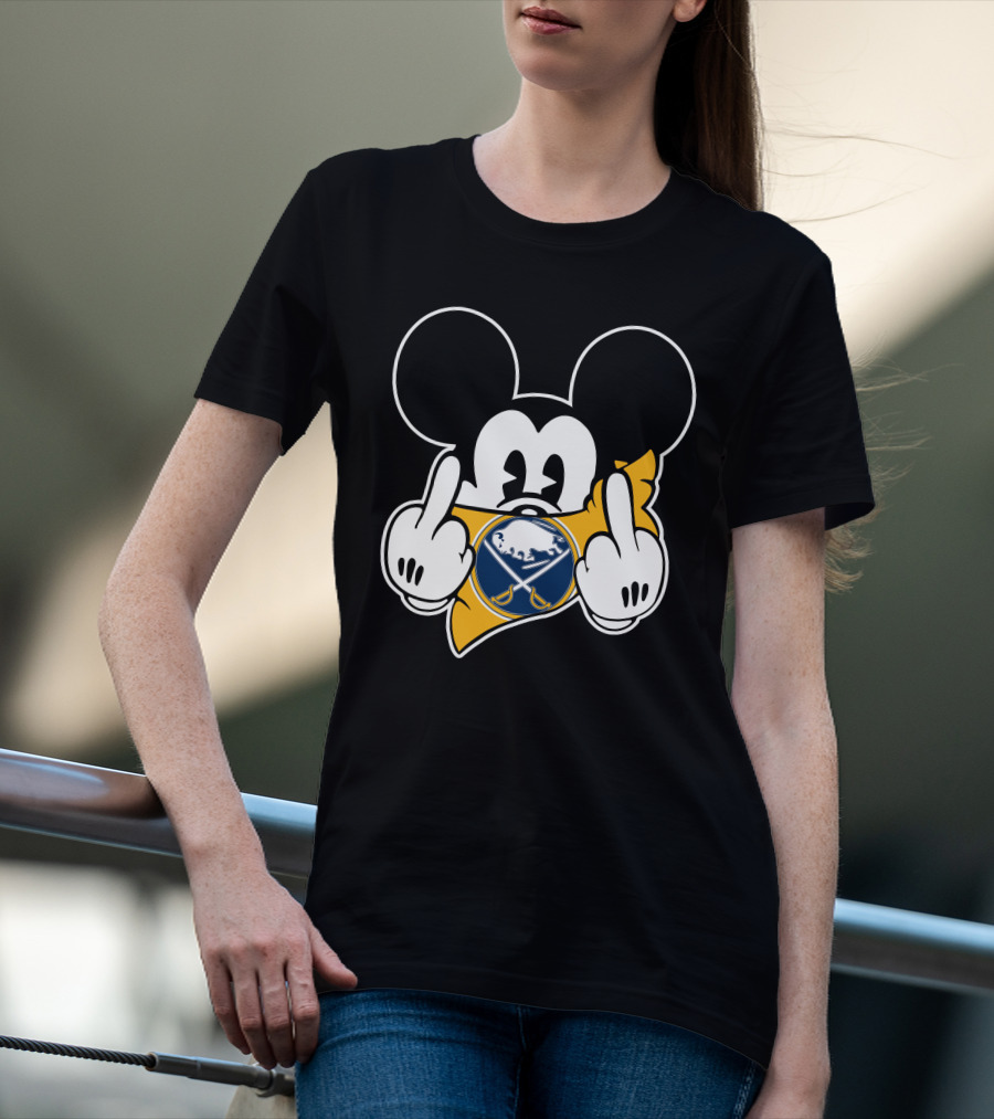 Sabres Hockey Mickey Mouse Middle Finger T-Shirt