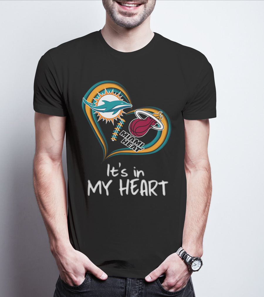 Miami Dolphins And Heat It's In My Heart T-Shirt