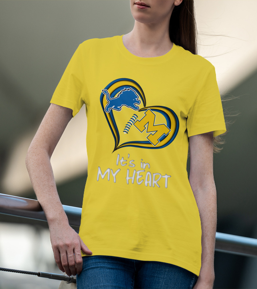 Lions Michigan M Heart It's In My Heart T-Shirt