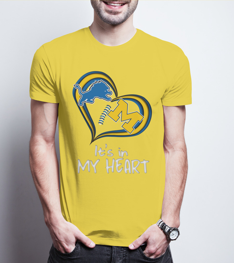 Lions Michigan M Heart It's In My Heart T-Shirt