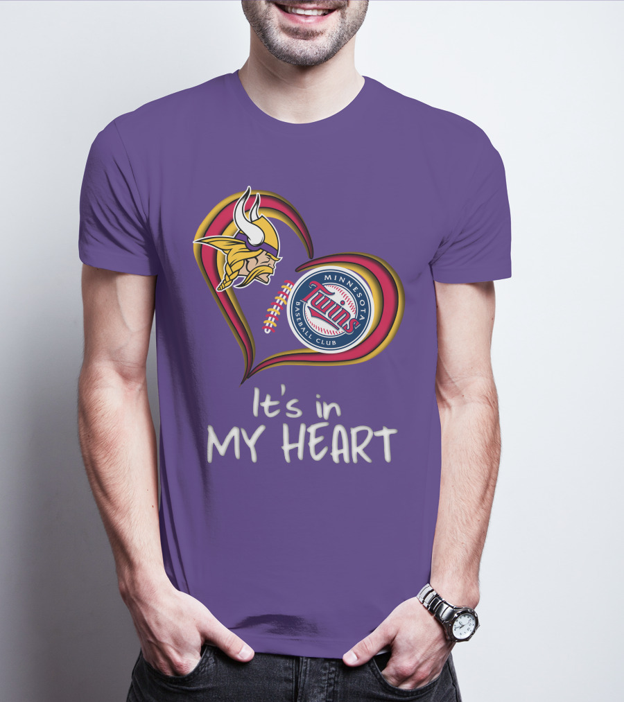Minnesota Vikings Twins Baseball Club It's In My Heart T-Shirt