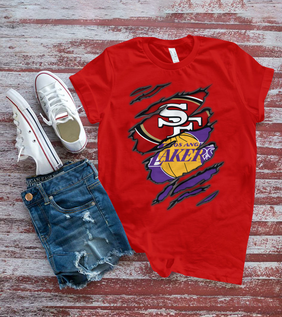 San Francisco 49ers And Los Angeles Lakers Fan T-Shirt